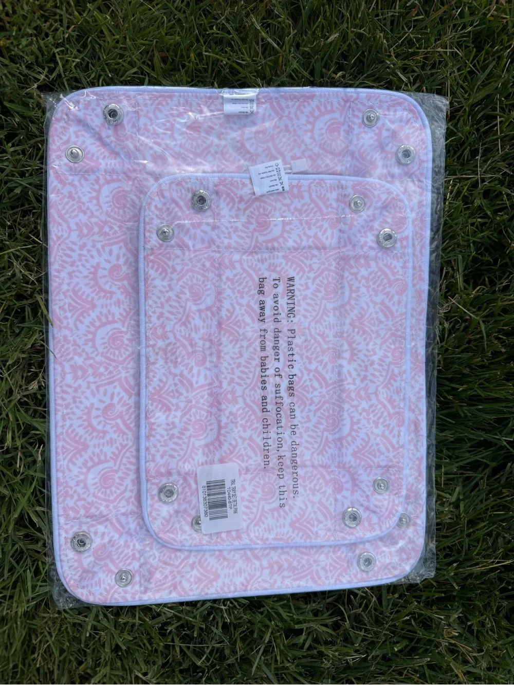 TRVL Tray Set NWT in package. Pink and white pattern
